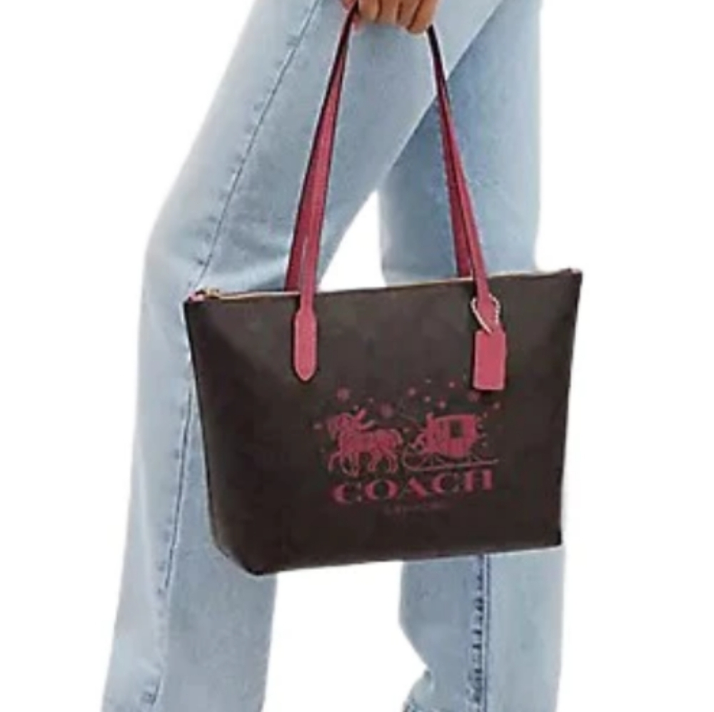 Mini City Tote In Signature Canvas With Horse And Sleigh NEW WITH TAGS!